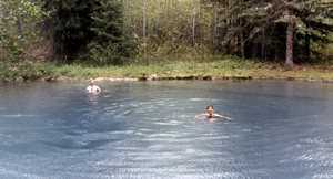 Swimming in the hot springs